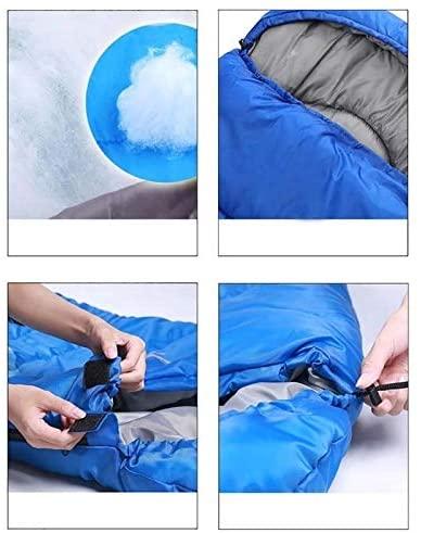 XTYZIL Sleeping Bag ZQ Adult Outdoor Camping Sleeping Bag with Hood Camping Office Lunch Break Home Sleeping Bag Supplies, Colour:Double Blue Green