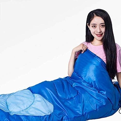 XTYZIL Sleeping Bag ZQ Adult Outdoor Camping Sleeping Bag with Hood Camping Office Lunch Break Home Sleeping Bag Supplies, Colour:Double Blue Green