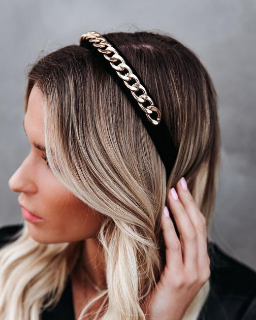 Yvette Gold Chain Velvet Headband