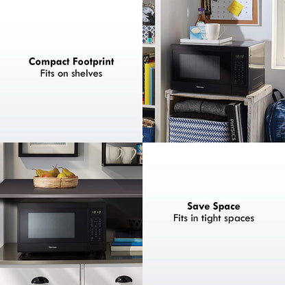 70929 0.9 cu. ft Small Compact 900 Watts 10 Power Settings, 12 Heating Presets, Removable Turntable, ADA Compliant Countertop Microwave, Black