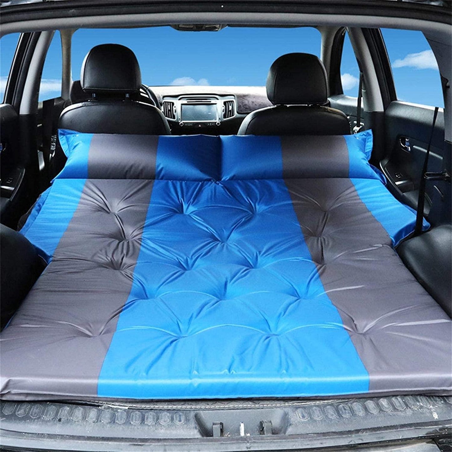 YILAIBAODAN Air Mattress Camping Bed Cushion Pillow Inflatable Thickened Car Air Bed with Electric Air Pump FlocSurface Portable Sleeping Pad for Travel Camping
