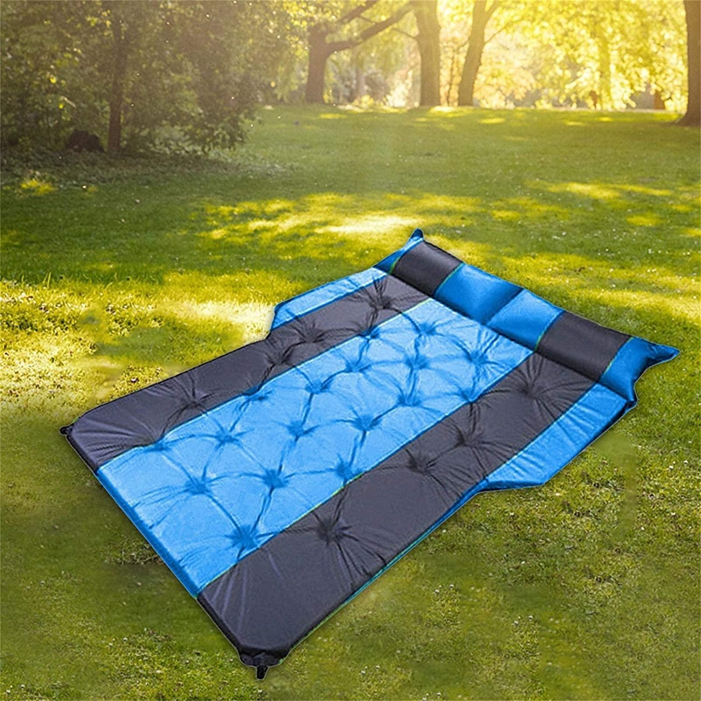 YILAIBAODAN Air Mattress Camping Bed Cushion Pillow Inflatable Thickened Car Air Bed with Electric Air Pump FlocSurface Portable Sleeping Pad for Travel Camping
