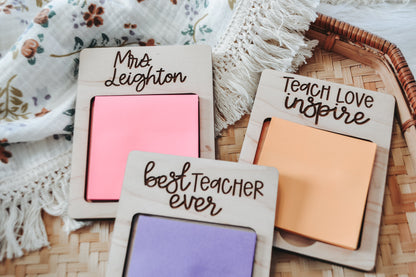 Engraved Post it Note Holder, Sticky Note Holder for Teacher Appreciation Gift