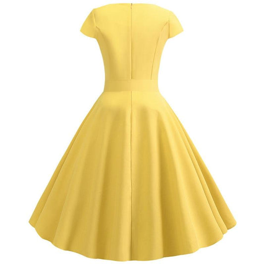 Yellow Solid Color Summer Dress
