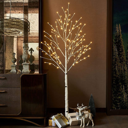 4/5/6 Feet Pre-Lit Christmas Tree with Lights, SEGMART 3 Piece LED Birch Christmas Tree, Lighted Tree and Branches Christmas Ornament for Festival, Wedding, Party, Indoor Outdoor Home Decoration, L377