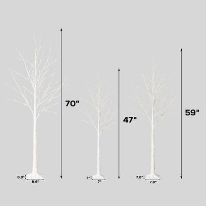 4/5/6 Feet Pre-Lit Christmas Tree with Lights, SEGMART 3 Piece LED Birch Christmas Tree, Lighted Tree and Branches Christmas Ornament for Festival, Wedding, Party, Indoor Outdoor Home Decoration, L377