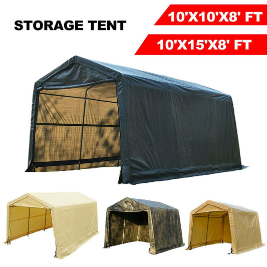 10'x10'x8'/10'x15'x8'FT Storage Shed Tent Shelter Car Garage Steel Frame Carport