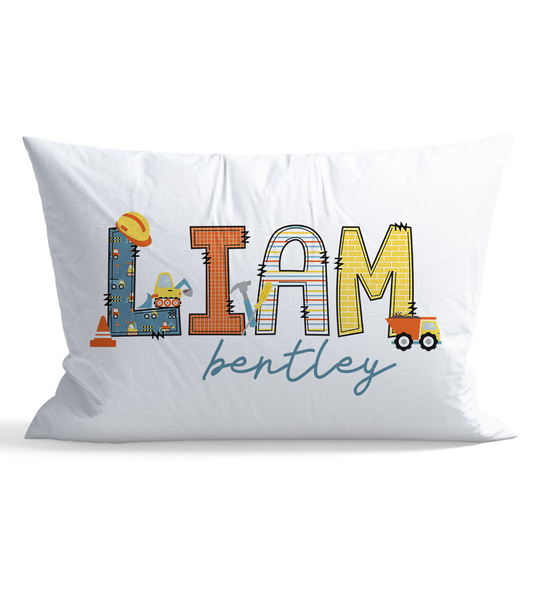 Construction Personalized Kid Pillow Case