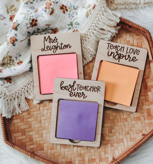 Engraved Post it Note Holder, Sticky Note Holder for Teacher Appreciation Gift
