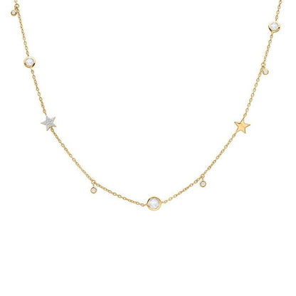 2019 new simple cz stars beads 925 sterling silver necklace
