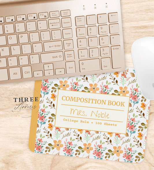 Personalized Teacher Mouse Pad, Composition Book, Teacher Appreciation Week Gift, Teacher Desk, Back to School, Teachers Day Mousepad