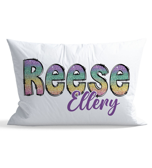 Ombre Glitter Personalized Kid Pillow Case
