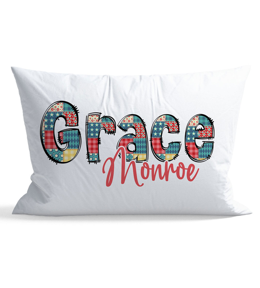 Patchwork Personalized Kid Pillow Case
