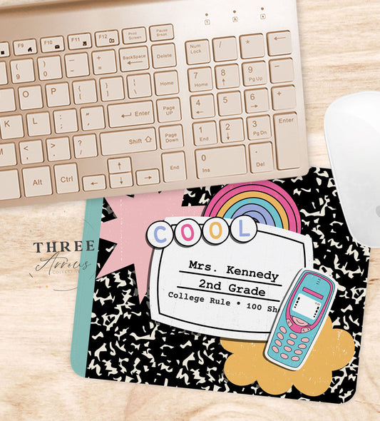 Personalized Teacher Mouse Pad, Composition Book, Teacher Appreciation Week Gift, Teacher Desk, Back to School, Teachers Day Mousepad