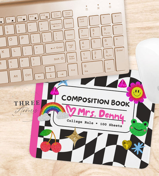 Personalized Teacher Mouse Pad, Composition Book, Teacher Appreciation Week Gift, Teacher Desk, Back to School, Teachers Day Mousepad